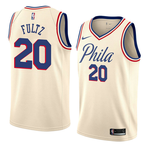 Camiseta baloncesto Markelle Fultz 20 Ciudad 2018 Crema Philadelphia 76ers Hombre