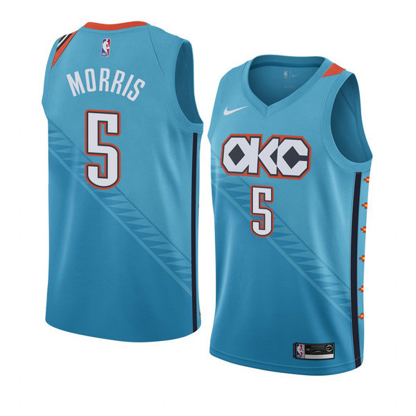 Camiseta baloncesto Markieff Morris 5 Ciudad 2018-19 Azul Oklahoma City Thunder Hombre