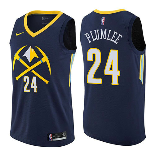 Camiseta baloncesto Mason Plumlee 24 Ciudad 2017-18 Azul Denver Nuggets Hombre