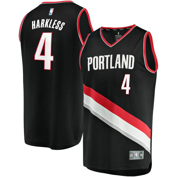 Camiseta baloncesto Maurice Harkless 4 Icon Edition Negro Portland Trail Blazers Hombre
