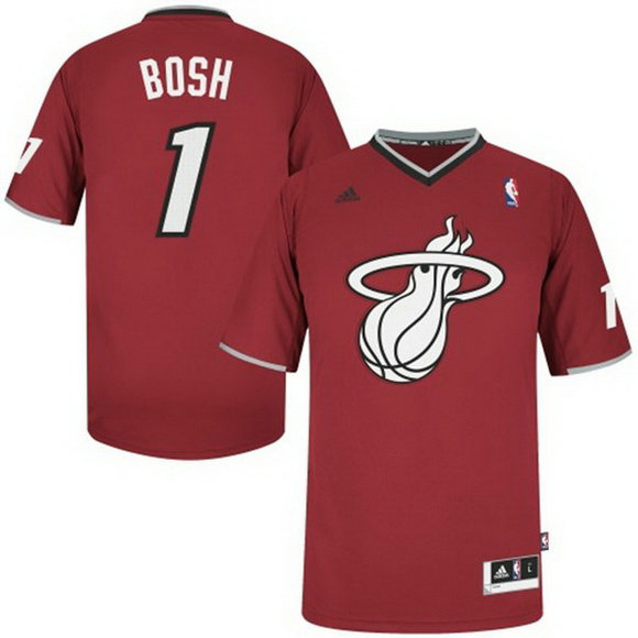Camiseta baloncesto Miami Heat 1 Navidad 2013 Chris Bosh 1 Roja