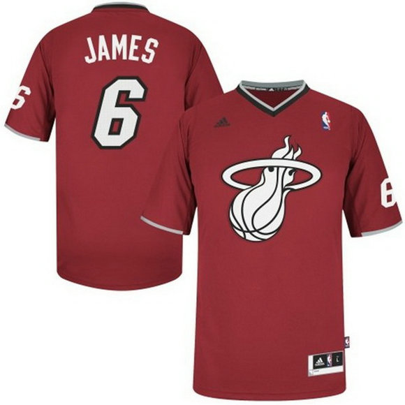 Camiseta baloncesto Miami Heat 1 Navidad 2013 LeBron James 6 Roja