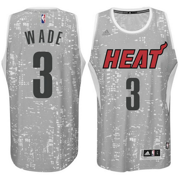 Camiseta baloncesto Miami Heat Dwyane Wade 3 Lights Gris