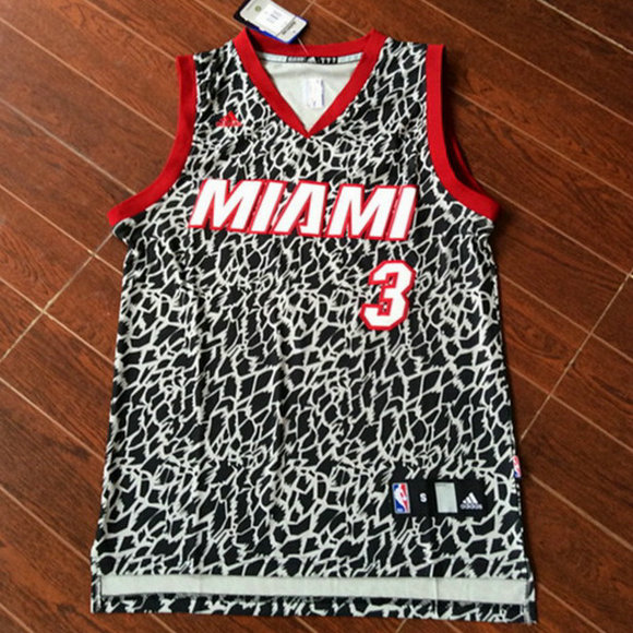Camiseta baloncesto Miami Heat Leopard Dwyane Wade 3 Gris