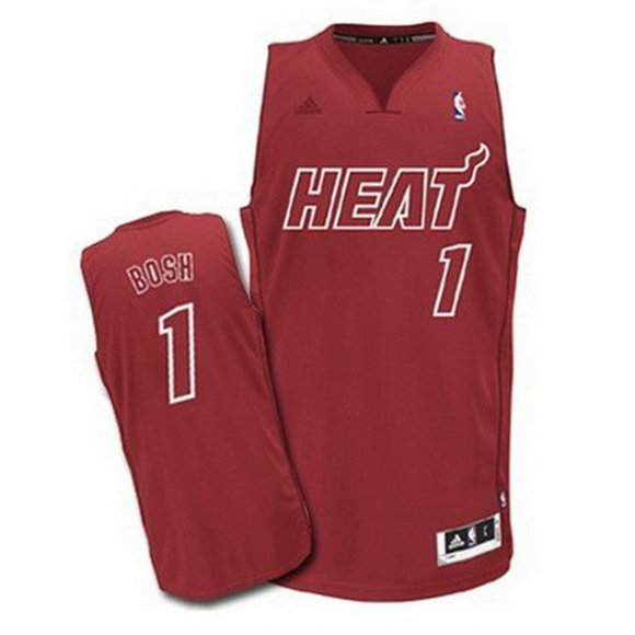 Camiseta baloncesto Miami Heat Navidad 2012 Chris Bosh 1 Roja