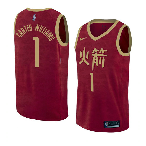Camiseta baloncesto Michael Carter-Williams 1 Ciudad 2018-19 Rojo Houston Rockets Hombre
