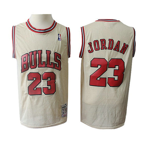 Camiseta baloncesto Michael Jordan 23 Retro Crema Chicago Bulls Hombre