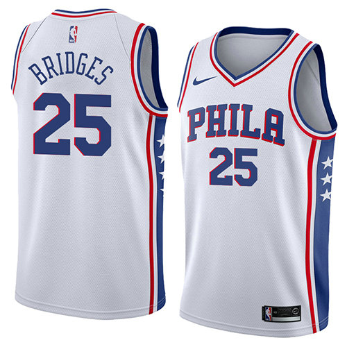Camiseta baloncesto Mikal Bridges 25 Association 2018 Blanco Philadelphia 76ers Hombre