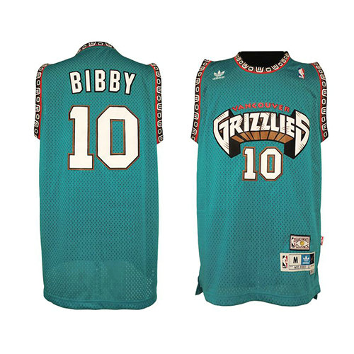 Camiseta baloncesto Mike Bibby 10 Historic Retro Verde Vancouver Grizzlies Hombre