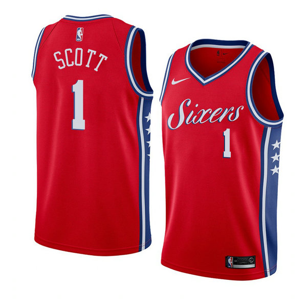 Camiseta baloncesto Mike Scott 1 Statement 2018 Rojo Philadelphia 76ers Hombre