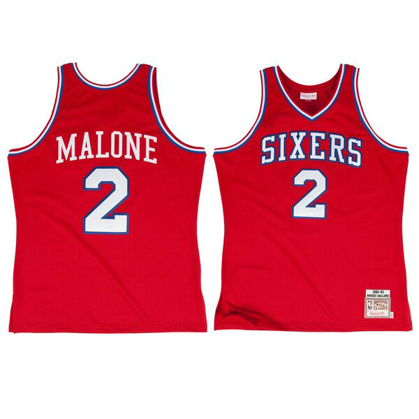Camiseta baloncesto Moses Malone 2 1982-1983 Rojo Philadelphia 76ers Hombre