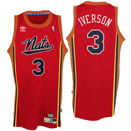Camiseta baloncesto Nata Allen Iverson 3 Retro Rojo Philadelphia 76ers Hombre