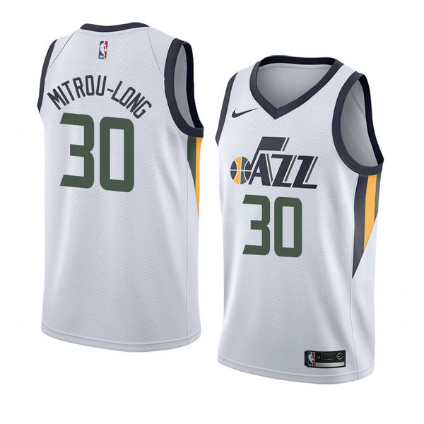 Camiseta baloncesto Naz Mitrou-Long 30 Association 2018 Blanco Utah Jazz Hombre