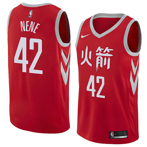 Camiseta baloncesto Nene 42 Ciudad 2018 Rojo Houston Rockets Hombre