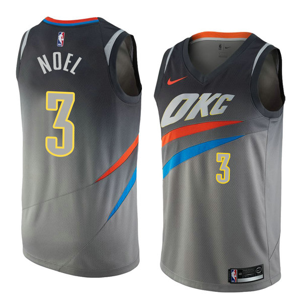 Camiseta baloncesto Nerlens Noel 3 Ciudad 2018 Gris Oklahoma City Thunder Hombre