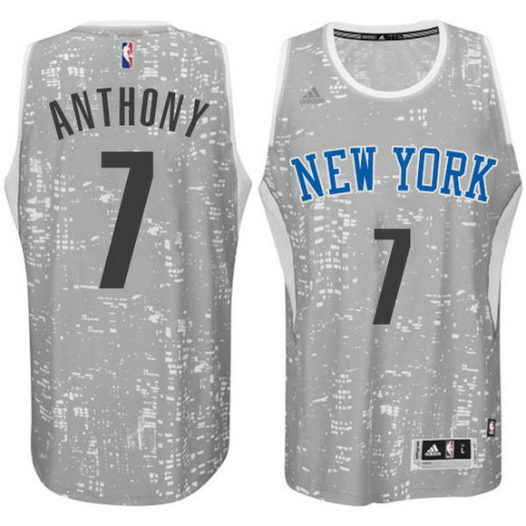 Camiseta baloncesto New York Knicks Carmelo Anthony 7 Lights Gris