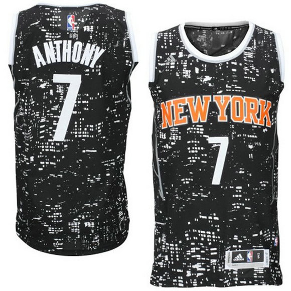 Camiseta baloncesto New York Knicks Carmelo Anthony 7 Lights Negro