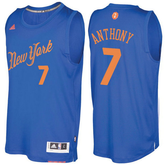 Camiseta baloncesto New York Knicks Navidad 2016 Carmelo Anthony 7 Azul