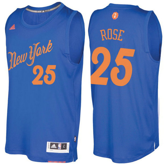 Camiseta baloncesto New York Knicks Navidad 2016 Derrick Rose 1 Azul