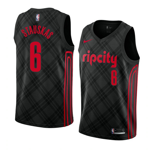 Camiseta baloncesto Nik Stauskas 6 Ciudad 2018 Negro Portland Trail Blazers Hombre