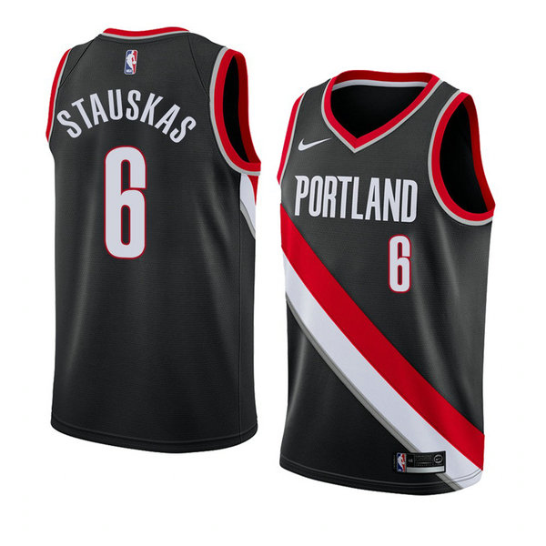 Camiseta baloncesto Nik Stauskas 6 Icon 2018 Negro Portland Trail Blazers Hombre