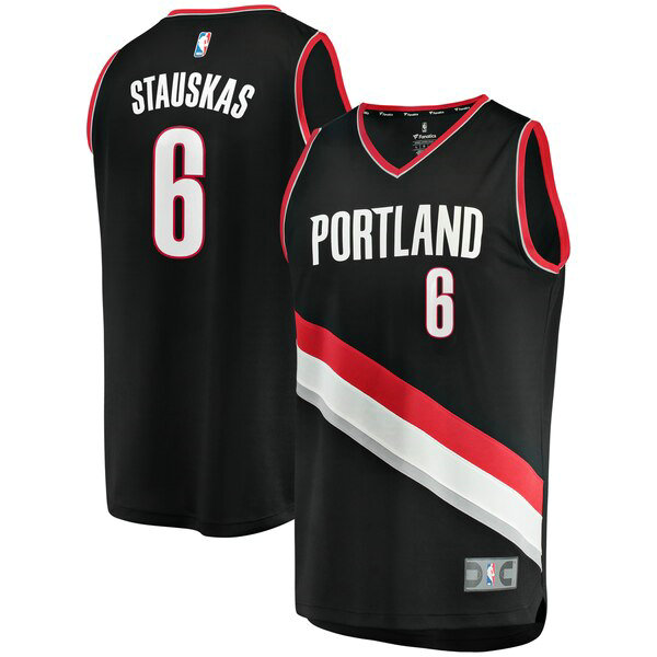 Camiseta baloncesto Nik Stauskas 6 Icon Edition Negro Portland Trail Blazers Hombre