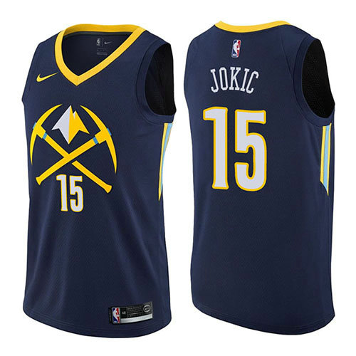 Camiseta baloncesto Nikola Jokic 15 Ciudad 2017-18 Azul Denver Nuggets Hombre