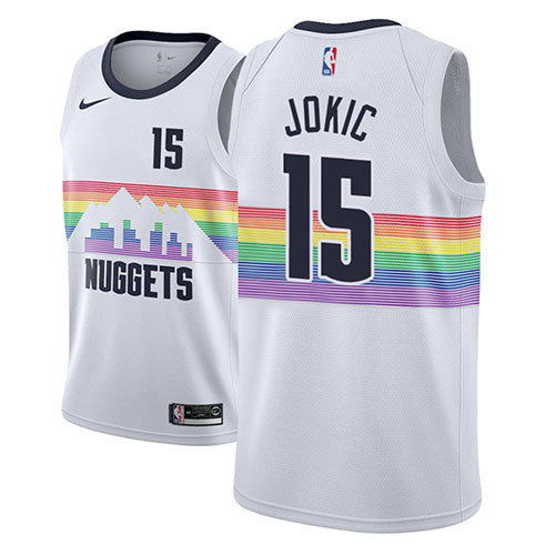 Camiseta baloncesto Nikola Jokic 15 Ciudad 2018-19 Blanco Denver Nuggets Hombre