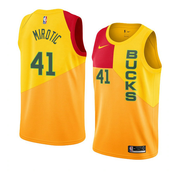Camiseta baloncesto Nikola Mirotic 41 Ciudad 2018-19 Amarillo Milwaukee Bucks Hombre
