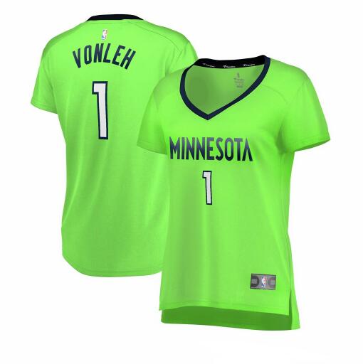 Camiseta baloncesto Noah Vonleh 1 statement edition Verde Minnesota Timberwolves Mujer