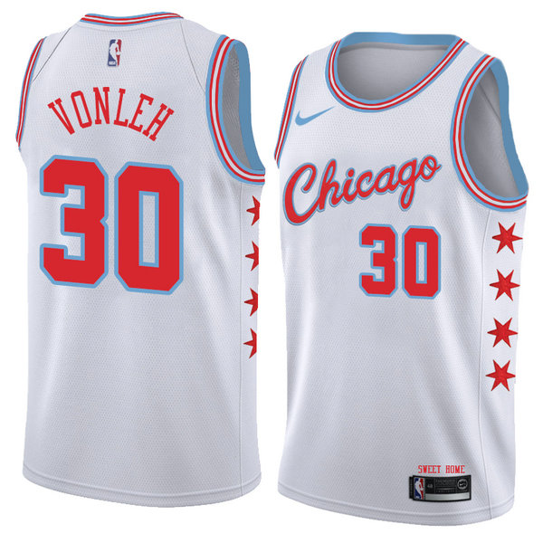 Camiseta baloncesto Noah Vonleh 30 Ciudad 2018 Blanco Chicago Bulls Hombre