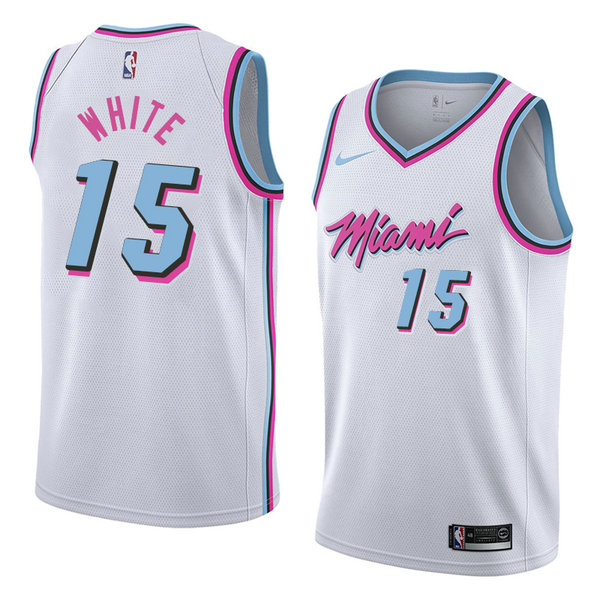 Camiseta baloncesto Okaro White 15 Ciudad 2018 Blanco Miami Heat Hombre