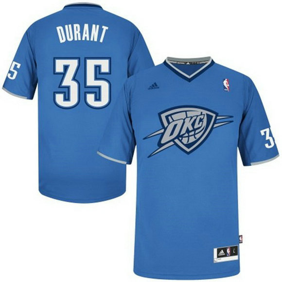 Camiseta baloncesto Oklahoma Ciry Thunder Navidad 2013 Kevin Durant 35 Azul