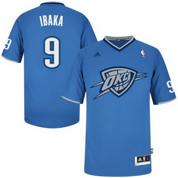 Camiseta baloncesto Oklahoma Ciry Thunder Navidad 2013 Serge Ibaka 9 Azul