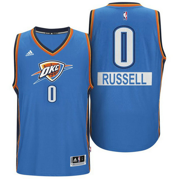 Camiseta baloncesto Oklahoma City Thunder Navidad 2014 Russell Westbrook 0 Azul