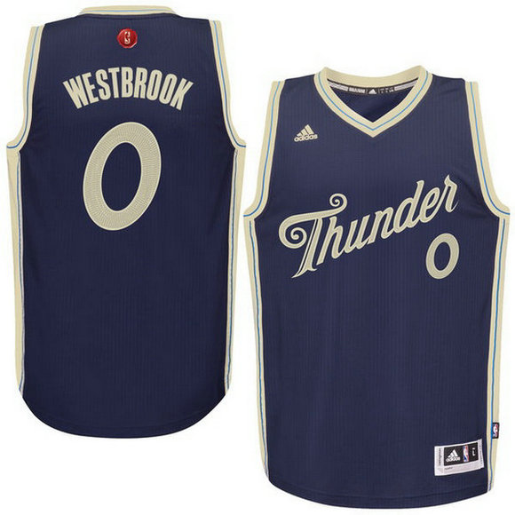 Camiseta baloncesto Oklahoma City Thunder Navidad 2015 Russell Westbrook 0 Navy
