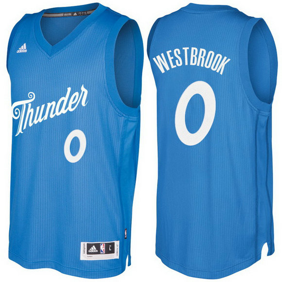 Camiseta baloncesto Oklahoma City Thunder Navidad 2016 Russell Westbrook 0 Azul