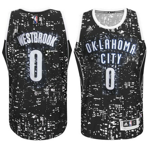 Camiseta baloncesto Oklahoma City Thunder Russell Westbrook 0 Lights Negro