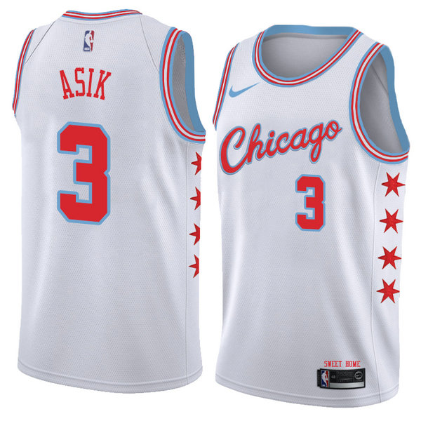 Camiseta baloncesto Omer Asik 3 Ciudad 2018 Blanco Chicago Bulls Hombre