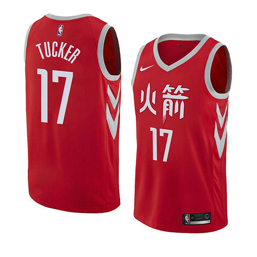 Camiseta baloncesto P.j. Tucker 17 Ciudad 2018 Rojo Houston Rockets Hombre