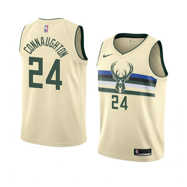 Camiseta baloncesto Pat Connaughton 24 Ciudad 2018 Crema Milwaukee Bucks Hombre