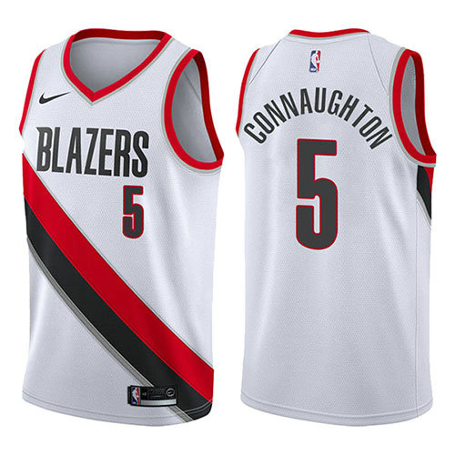 Camiseta baloncesto Pat Connaughton 5 Swingman Association 2017-18 Blanco Portland Trail Blazers Hombre