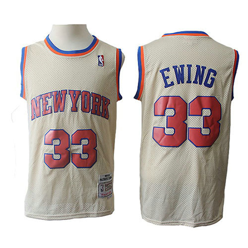 Camiseta baloncesto Patrick Ewing 33 Retro Crema New York Knicks Hombre