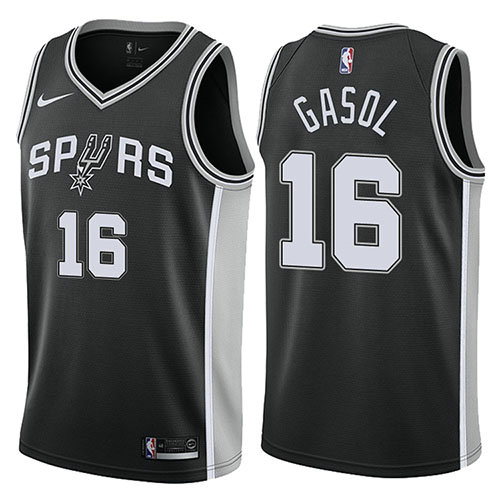 Camiseta baloncesto Pau Gasol 16 Icon 2017-18 Negro San Antonio Spurs Hombre