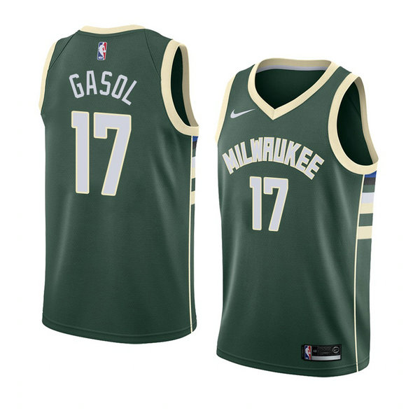 Camiseta baloncesto Pau Gasol 17 Icon 2018 Verde Milwaukee Bucks Hombre