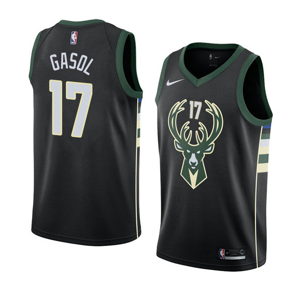 Camiseta baloncesto Pau Gasol 17 Statement 2018 Negro Milwaukee Bucks Hombre