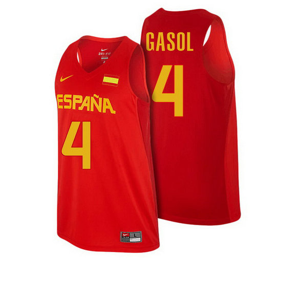 Camiseta baloncesto Pau Gasol 4 Rio Olympics Espana 2016 Roja