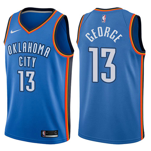 Camiseta baloncesto Paul George 13 2017-18 Azul Oklahoma City Thunder Hombre