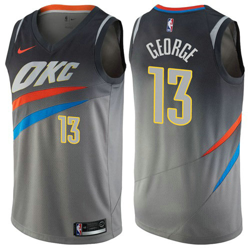 Camiseta baloncesto Paul George 13 Ciudad 2017-18 Gris Oklahoma City Thunder Hombre