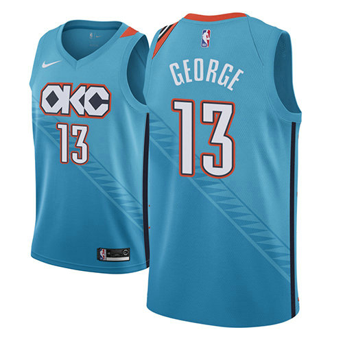Camiseta baloncesto Paul George 13 Ciudad 2018-19 Azul Oklahoma City Thunder Hombre
